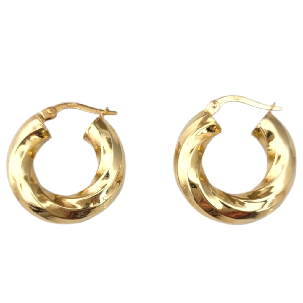 14k Yellow Gold Twisted Hoop Earrings #21703